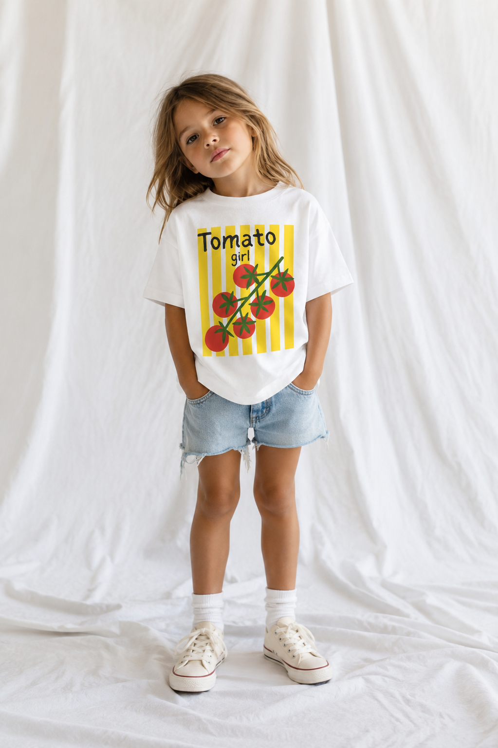 Tomato Girl Toddler T-Shirt — Cute Cherry Tomato Graphic Tee for Kids