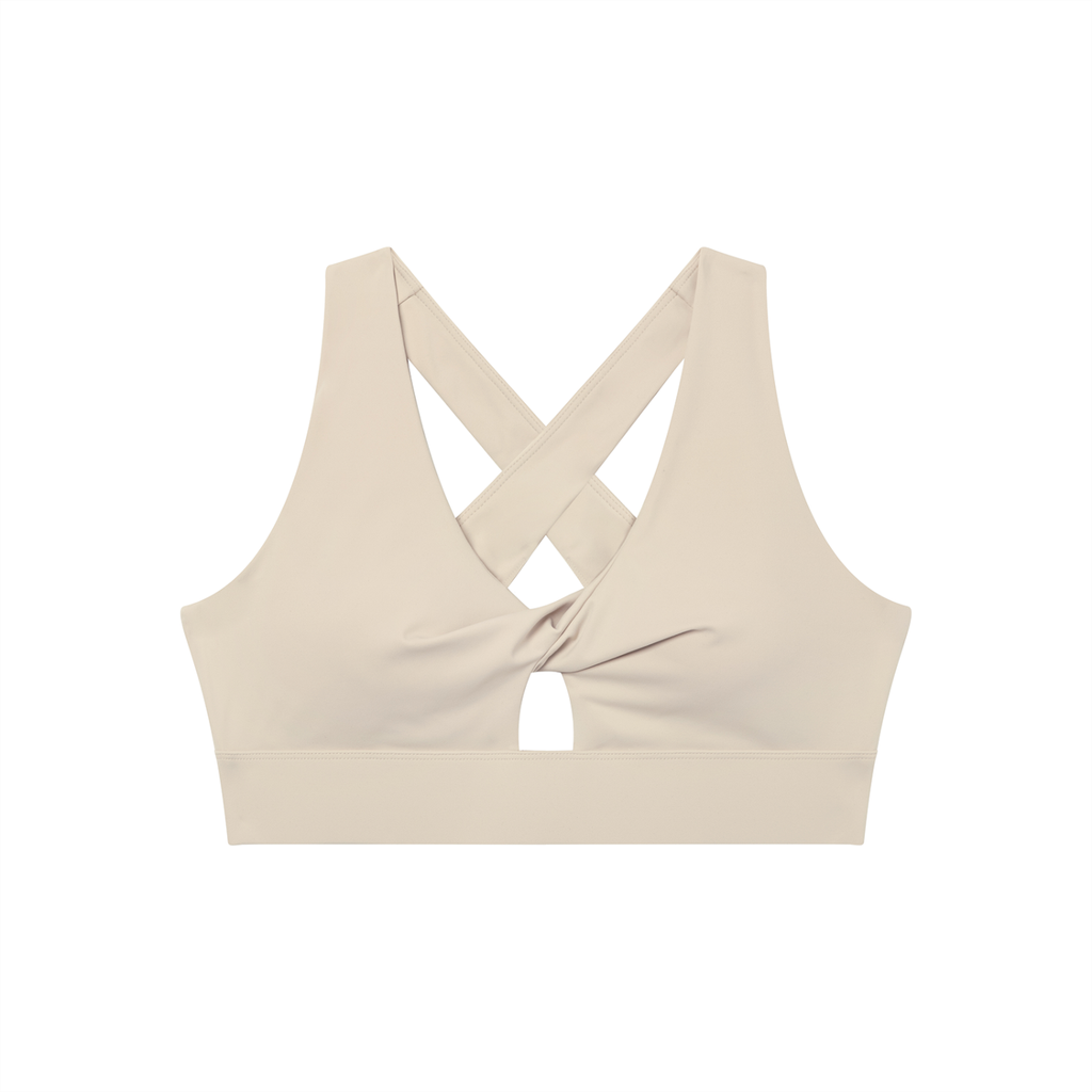 Women's Twist Front V-Neck Sports Bra | Built-In Padded Athletic Workout Bra