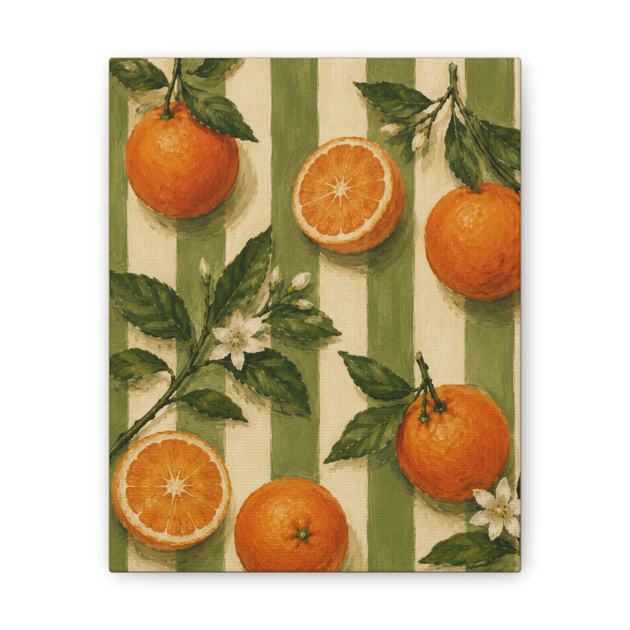 Vintage Orange Canvas Wall Art, French Country Kitchen Decor, Botanical Citrus Artwork, Farmhouse Cottagecore Stretched Canvas