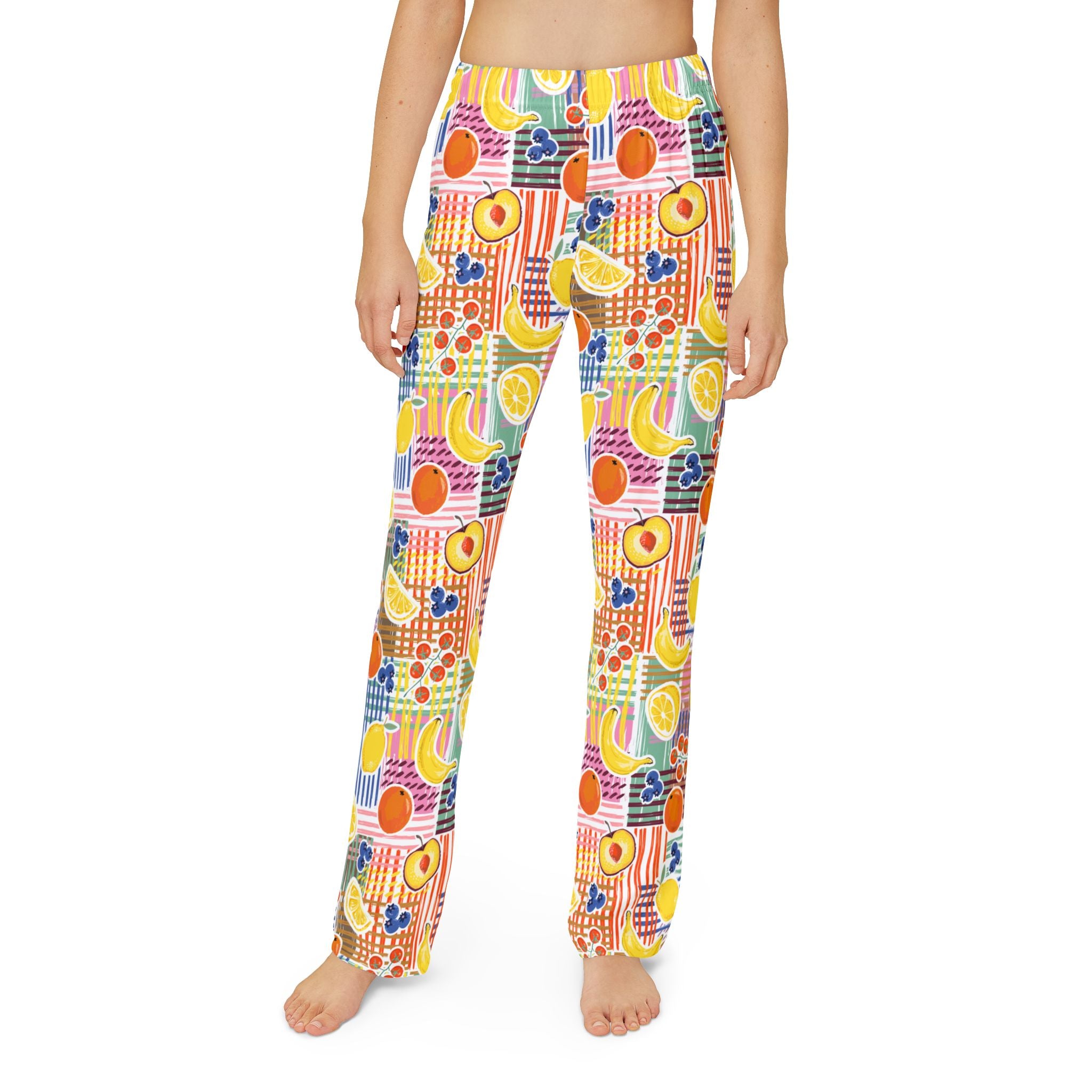 Kids Fruit Pattern Lounge Pants - Colorful Tropical