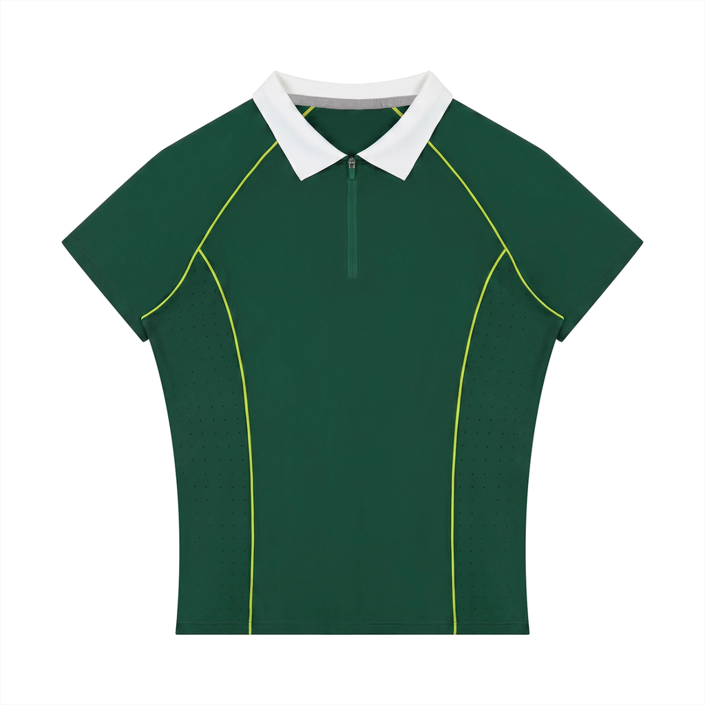 Women's Slim Fit Quarter-Zip Polo Shirt | Athletic Performance Golf Top