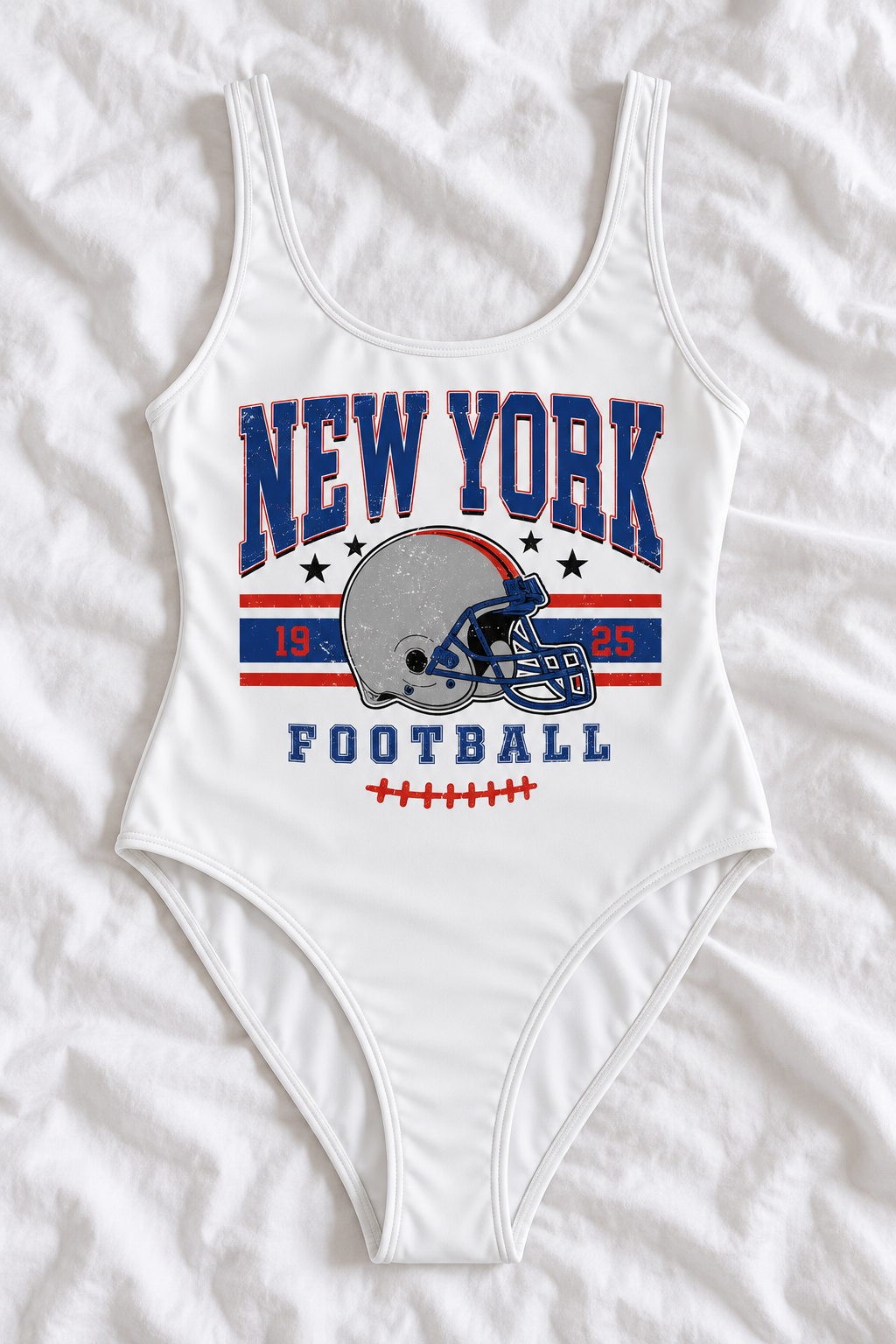 New York Football One-Piece Swimsuit – Women’s Game Day Swimwear