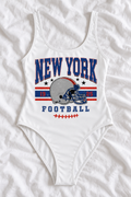 New York Football One-Piece Swimsuit – Women’s Game Day Swimwear
