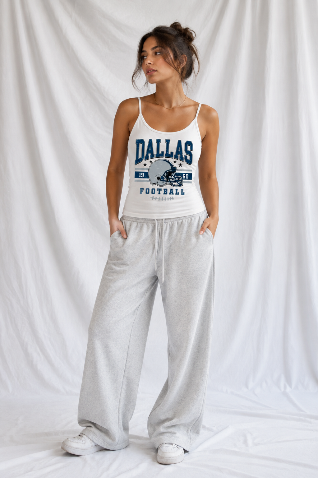 Dallas Low Back Tank Top – Women’s Football Game Day Shirt, Backless Tailgate Top