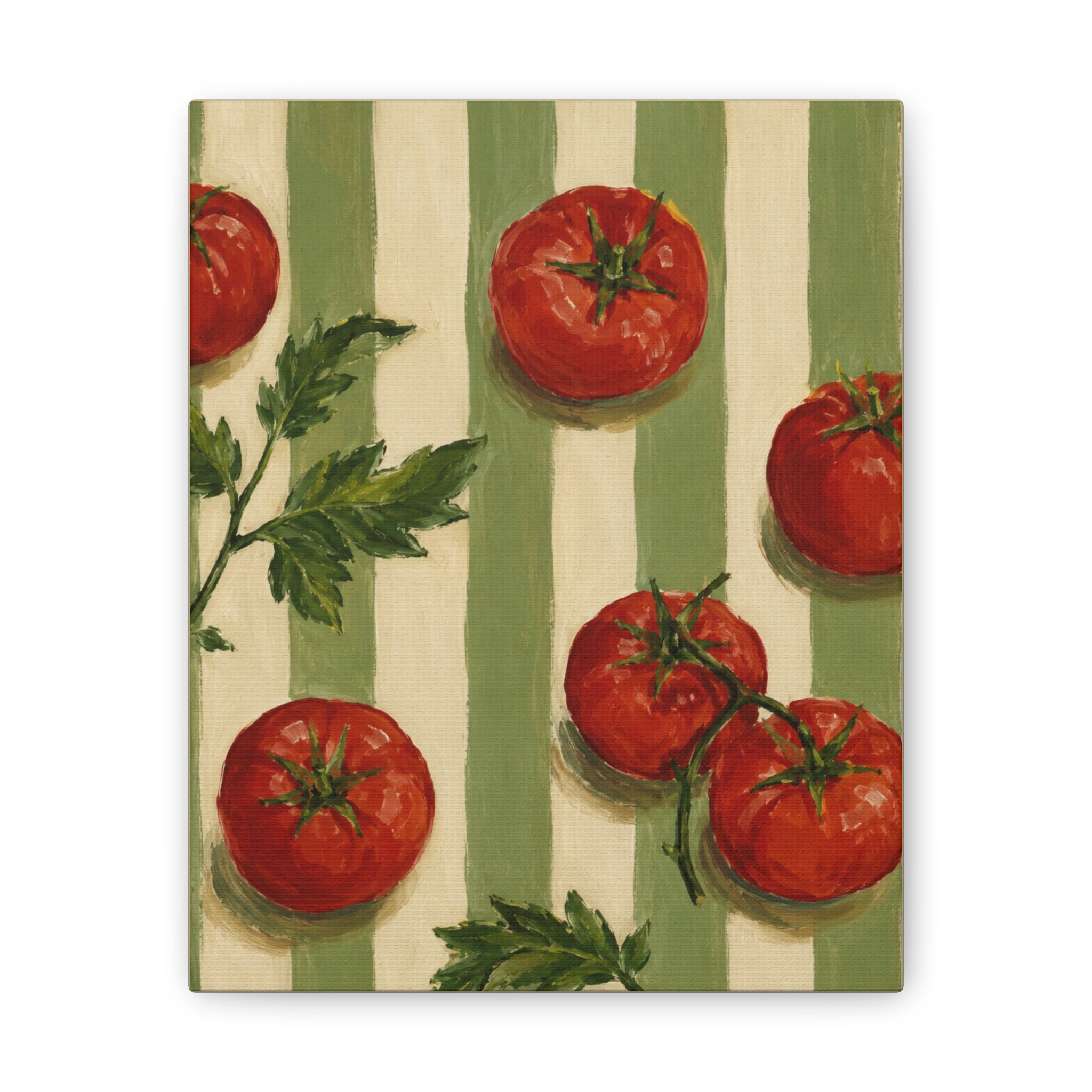 Vintage Tomato Canvas Wall Art, French Country Kitchen Decor, Botanical Vegetable Artwork, Farmhouse Cottagecore Stretched Canvas