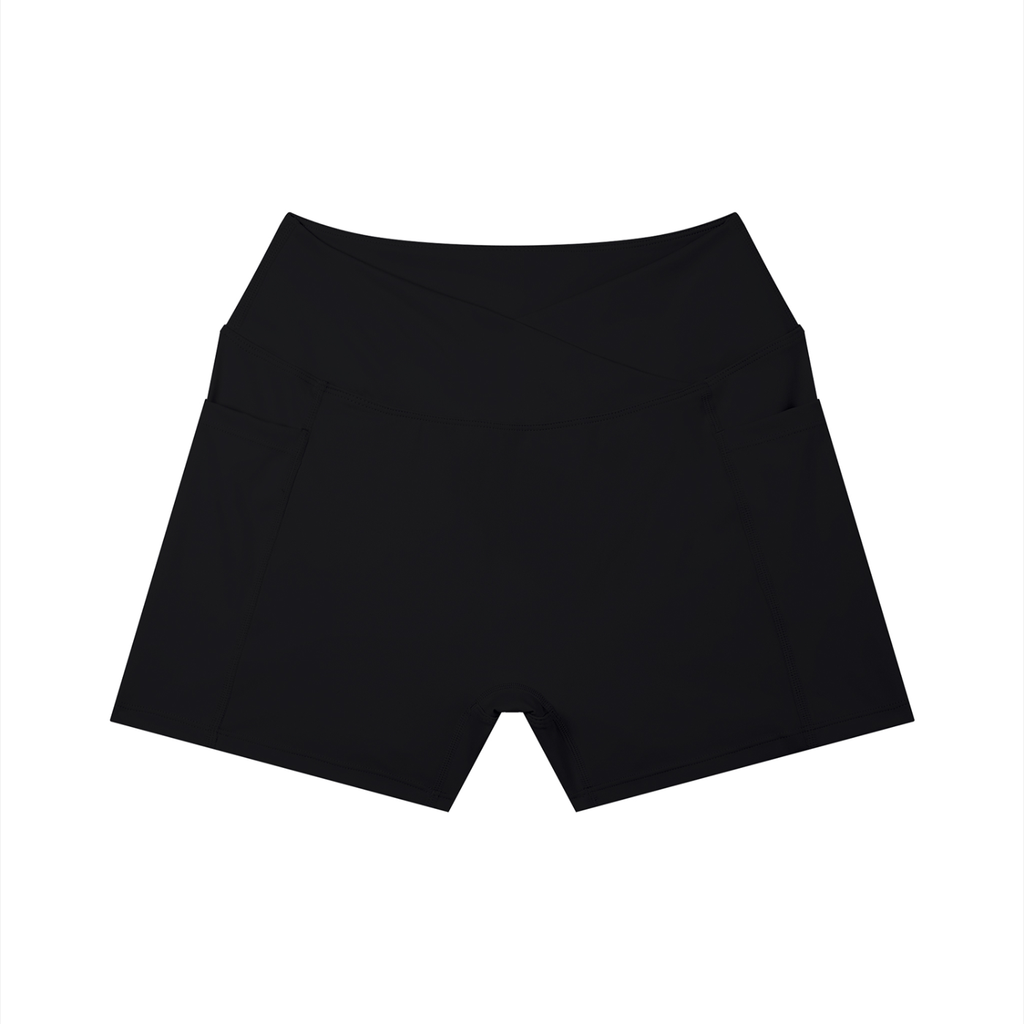Women's High Rise Pocket Biker Shorts | Athletic Performance Workout Shorts