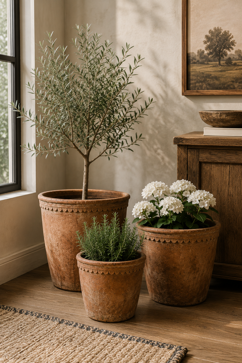 Large Terracotta Red Concrete Planter Pot