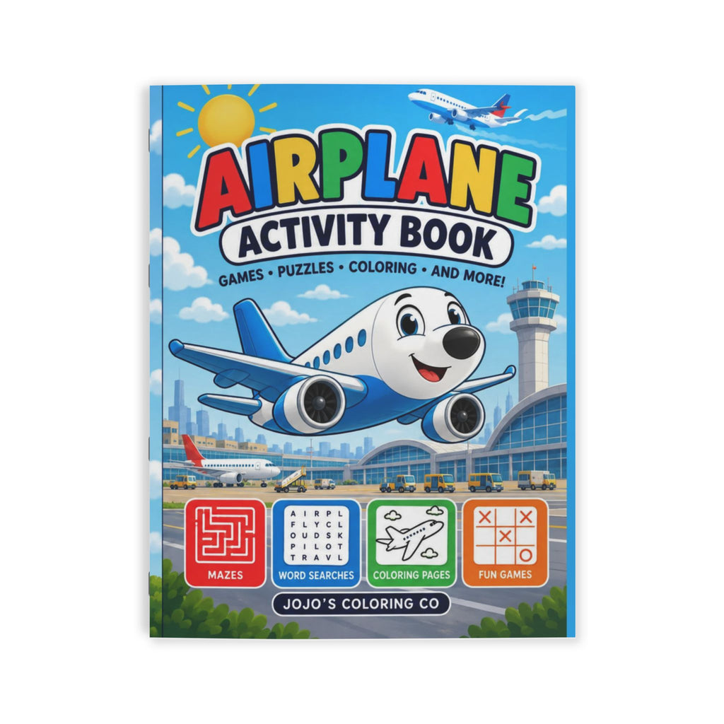 Airplane Activity Book for Kids – Travel Games, Puzzles, Coloring & More