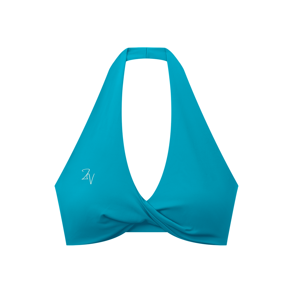 Women's Pleated Halter Sports Bra | Built-In Padded Athletic Workout Bra