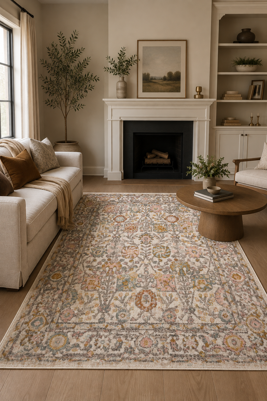 Herstmonceux Vintage Traditional Floral Area Rug