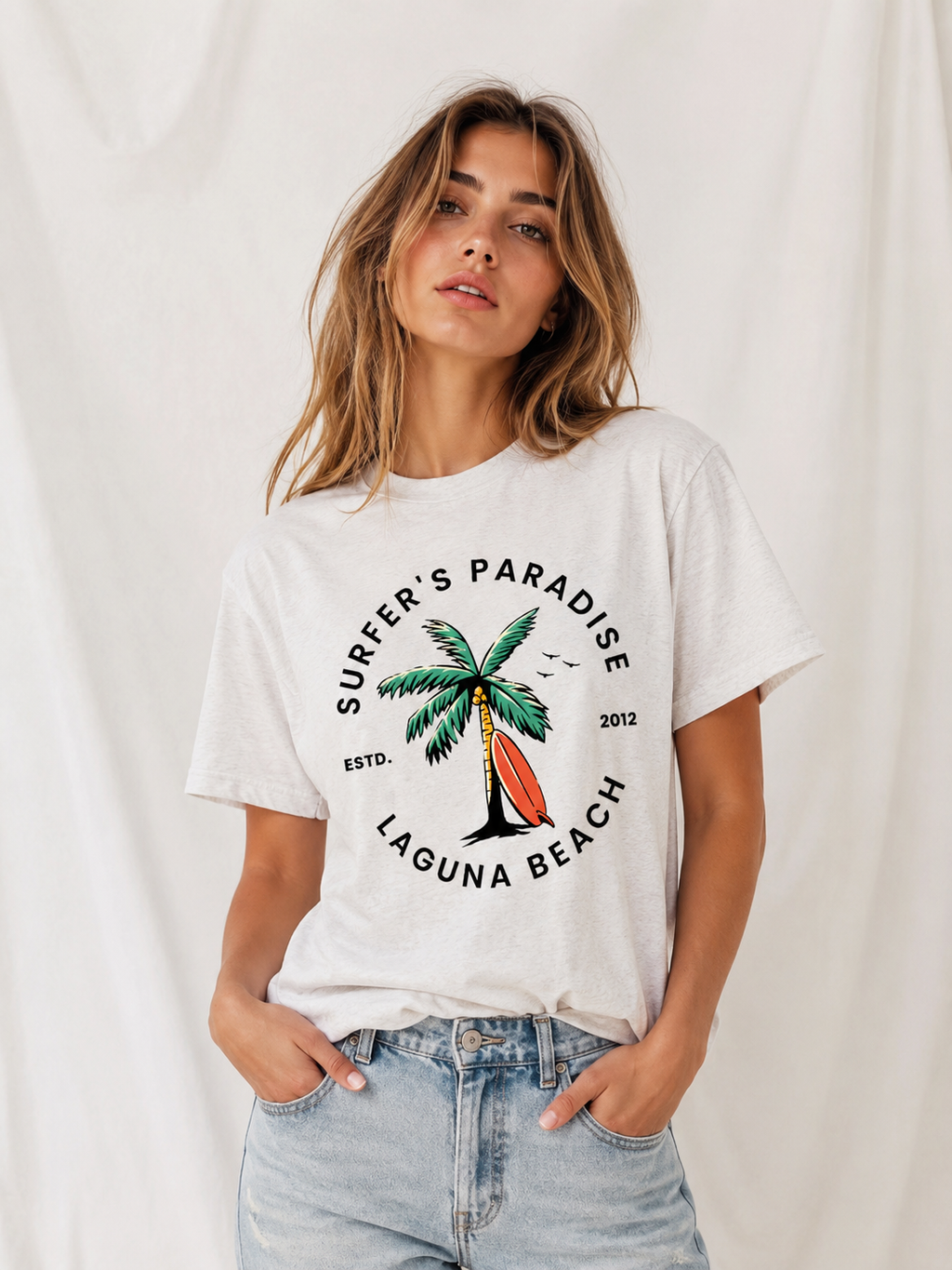 Laguna Beach Surfers Paradise Women's Graphic Tee | 100% Cotton Coastal Beach Shirt