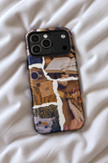 Cozy Coffee & Books Tough iPhone Case | Vintage Reading Aesthetic Phone Cover | Moody Autumn Scrapbook Collage Case