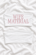 Wife Material White Bandeau Bikini Top | Pink Bridal Swimwear