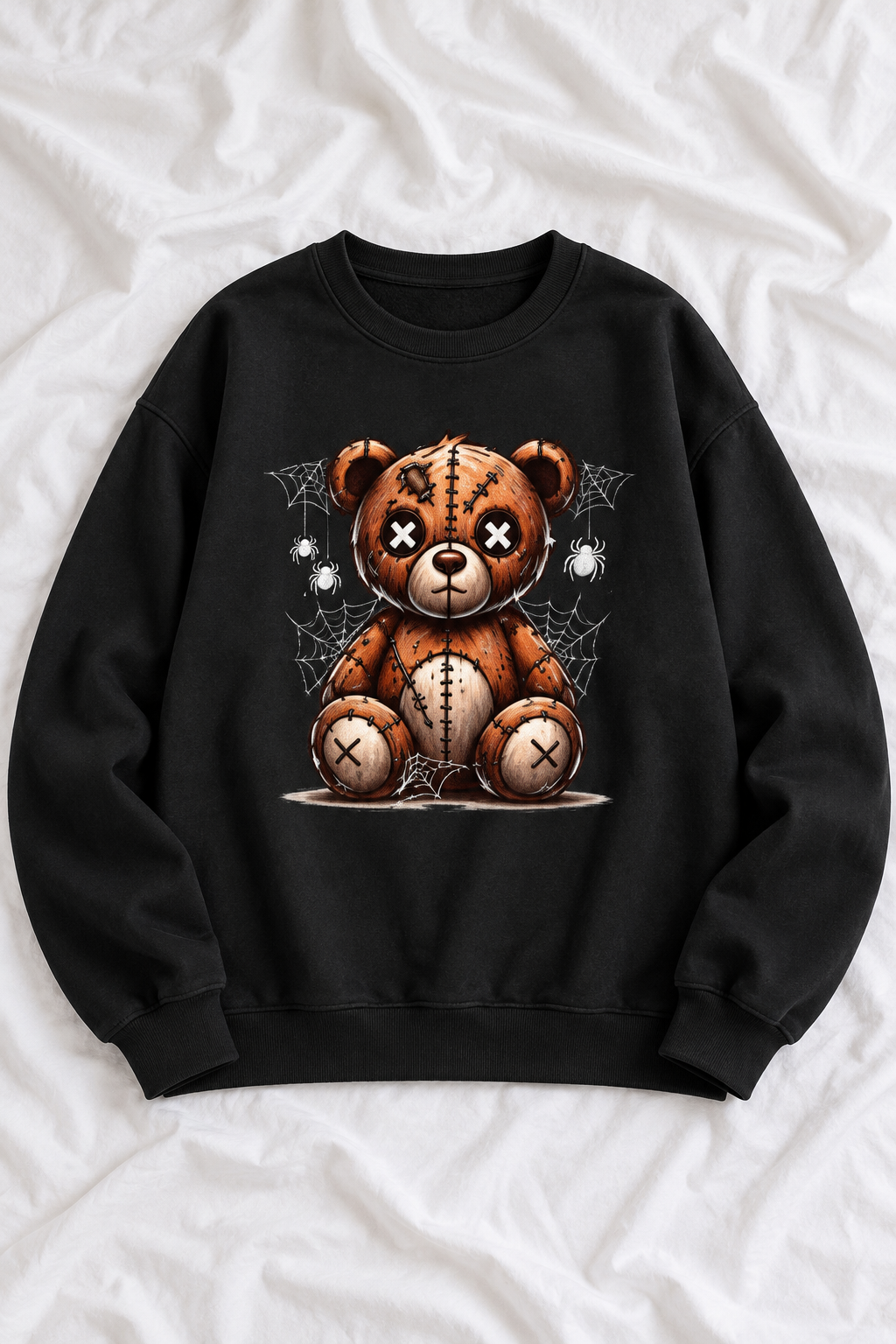 Vintage Wash Stitched Teddy Bear Graphic Unisex Crewneck Sweatshirt
