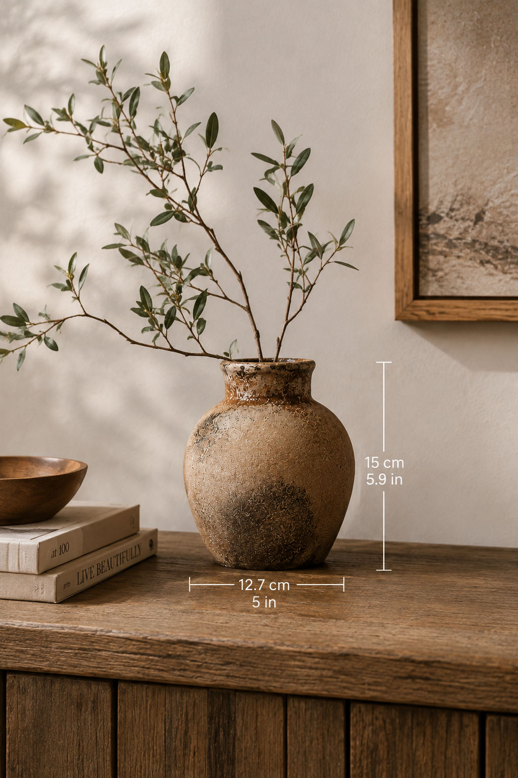 Rustic Wabi Sabi Ceramic Vase – Vintage Textured Decorative Vase