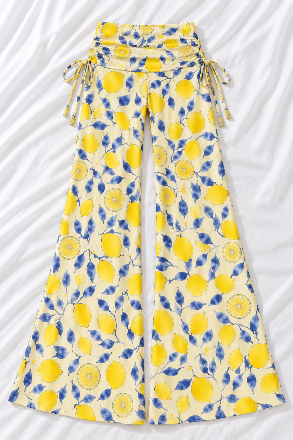 Amalfi Lemon Wide Leg Pants | Women's Flowy Resort Beach Pants