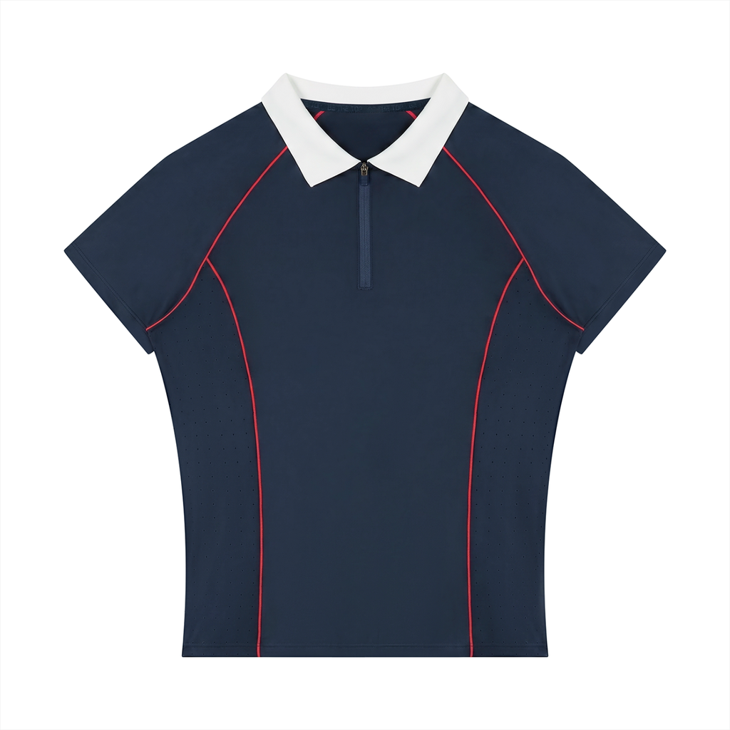 Women's Slim Fit Quarter-Zip Polo Shirt | Athletic Performance Golf Top
