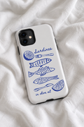 Sardines in Olive Oil Tough iPhone Case | Blue Mediterranean Fish Italian Summer Phone Cover
