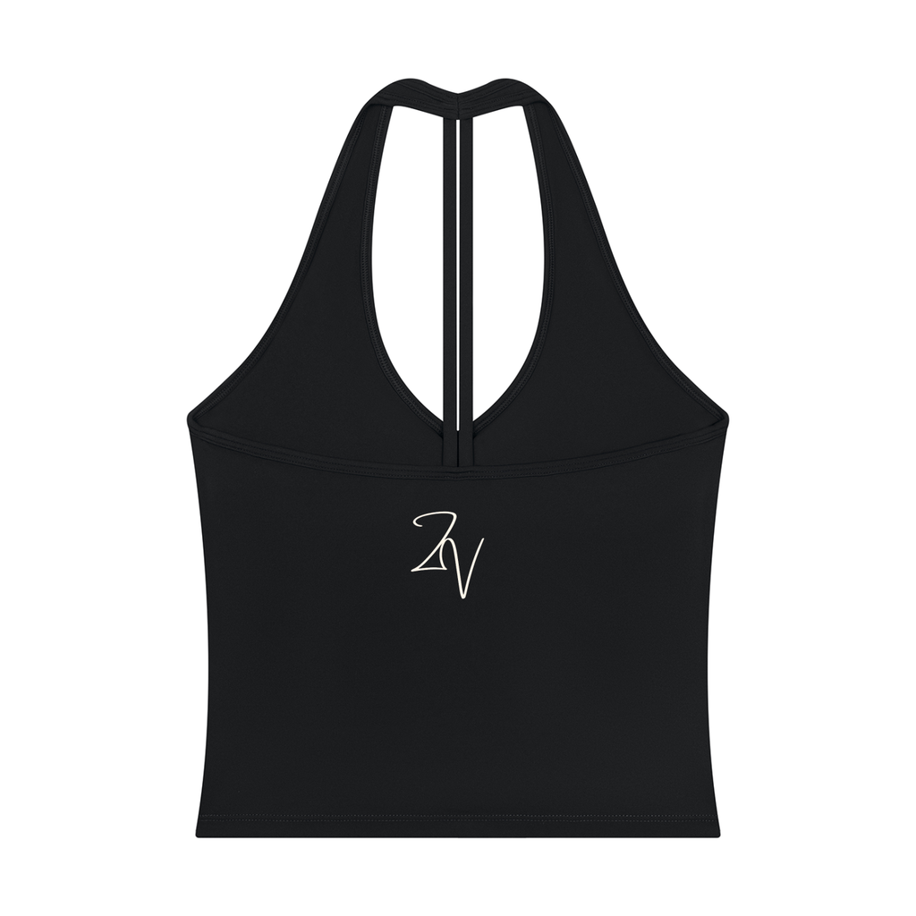 Women's Halter V-Neck Crop Tank Top | Built-In Padded Everyday Tank