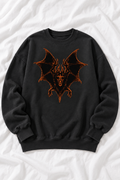 Vintage Wash Gothic Bat Graphic Unisex Crewneck Sweatshirt