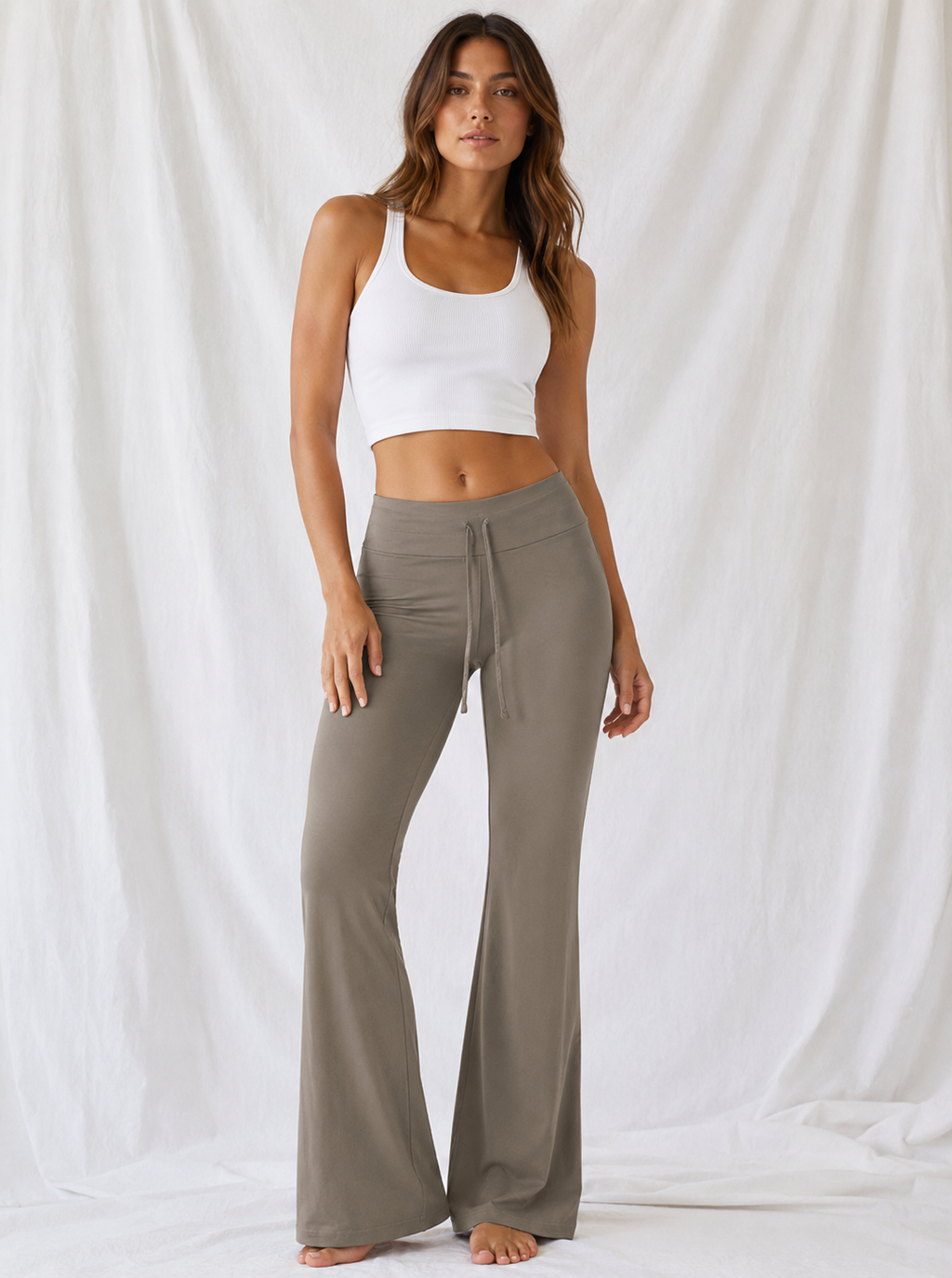 Women's Flared Drawstring Leggings | High Rise Performance Yoga Pants
