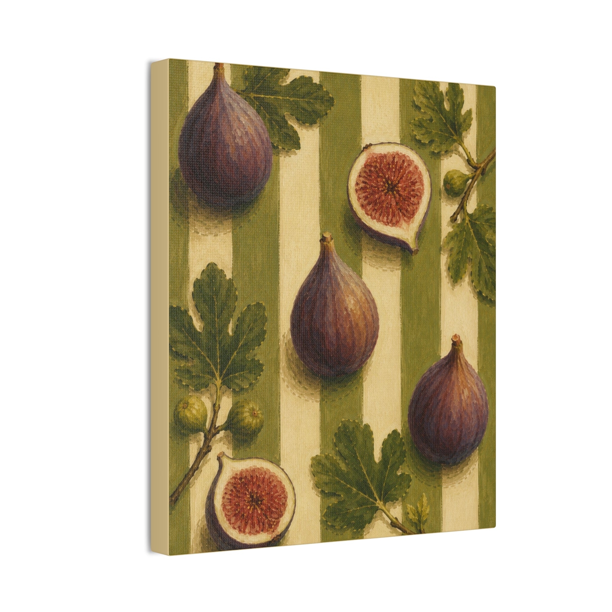 Vintage Fig Canvas Wall Art, French Country Kitchen Decor, Botanical Fruit Artwork, Farmhouse Cottagecore Stretched Canvas