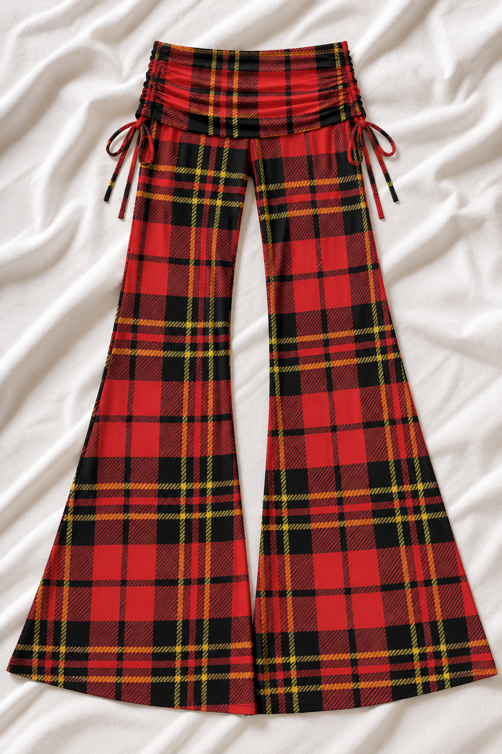 Christmas Plaid Wide Leg Palazzo Pants – Women’s Holiday Stretch Pants