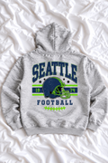 Vintage Seattle Football Oversized Hoodie | Retro Game Day Graphic Sweatshirt | Navy Blue & Neon Green Football Pullover