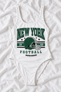 New York Football One-Piece Swimsuit – Women’s Game Day Swimwear