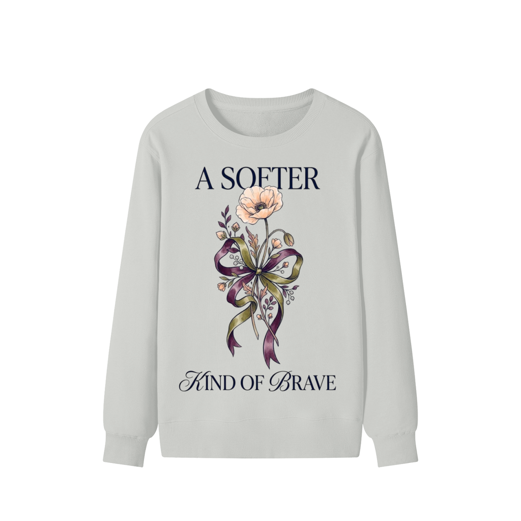 A Softer Kind of Brave Floral Bow Sweatshirt – Unisex Cotton Crewneck
