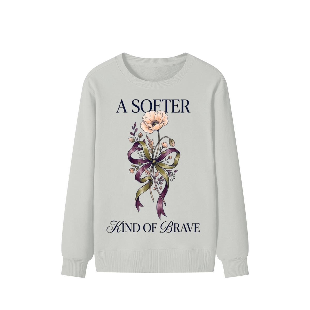 A Softer Kind of Brave Floral Bow Sweatshirt – Unisex Cotton Crewneck