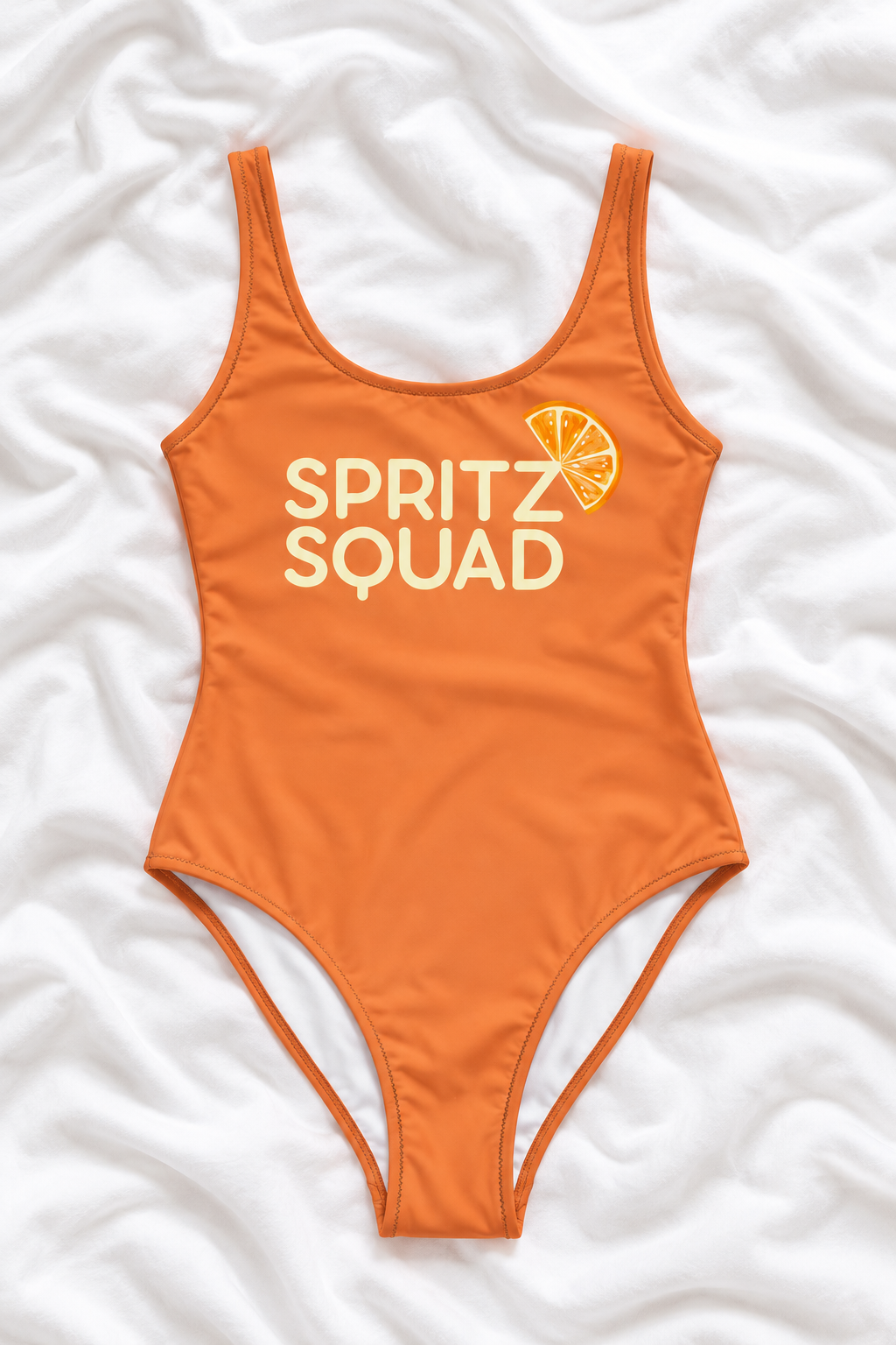 Spritz Squad Orange One-Piece Swimsuit – Bachelorette Party Swimwear