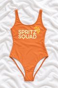 Spritz Squad Orange One-Piece Swimsuit – Bachelorette Party Swimwear