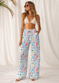 Coastal Lobster & Citrus Relaxed Straight-Leg Pants | Women's Lightweight Beach Lounge Pants