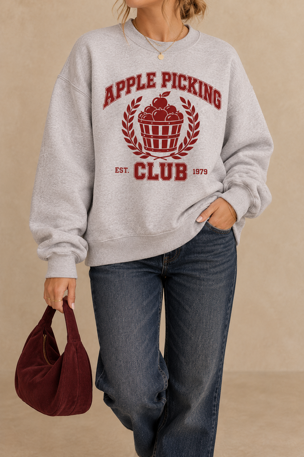 Apple Picking Club Sweatshirt – Vintage Fall Graphic Fleece Crewneck