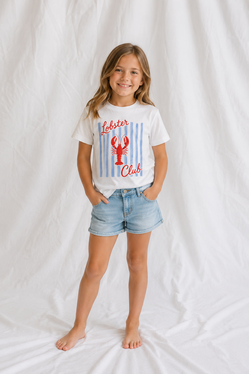Lobster Club Kids Cotton Tee | Cute Coastal Graphic T-Shirt for Toddlers & Youth