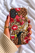 Leopard Print iPhone Case – Coquette Cherry Bow & Disco Ball Phone Case