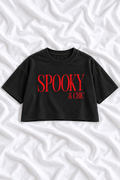 Spooky & Chic Snow Washed Raw Edge Crop Top
