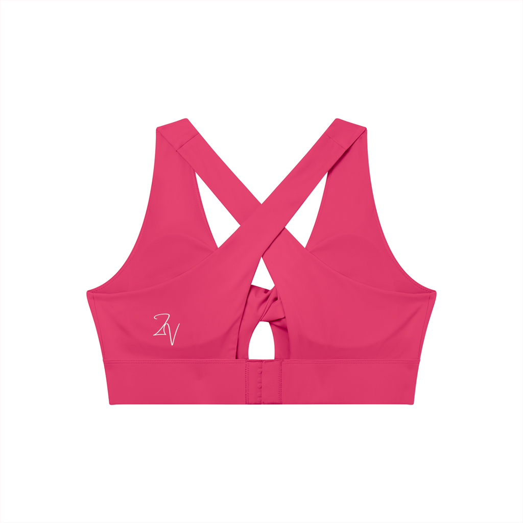 Women's Twist Front V-Neck Sports Bra | Built-In Padded Athletic Workout Bra