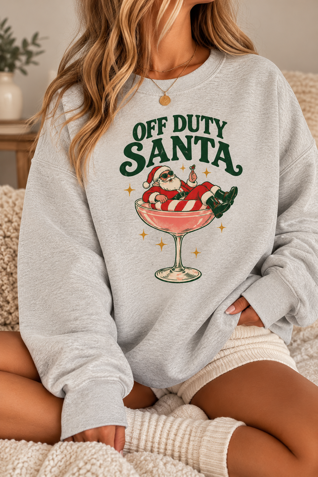 Off Duty Santa Christmas Sweatshirt – Retro Holiday Fleece Crewneck