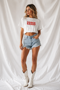 Ranch Raised Women's Crop Bubble Hem Tee | 100% Cotton Western Graphic Top