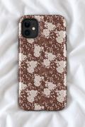 Vintage Brown Floral Tough iPhone Case – Cream Toile Botanical Flower Phone Cover