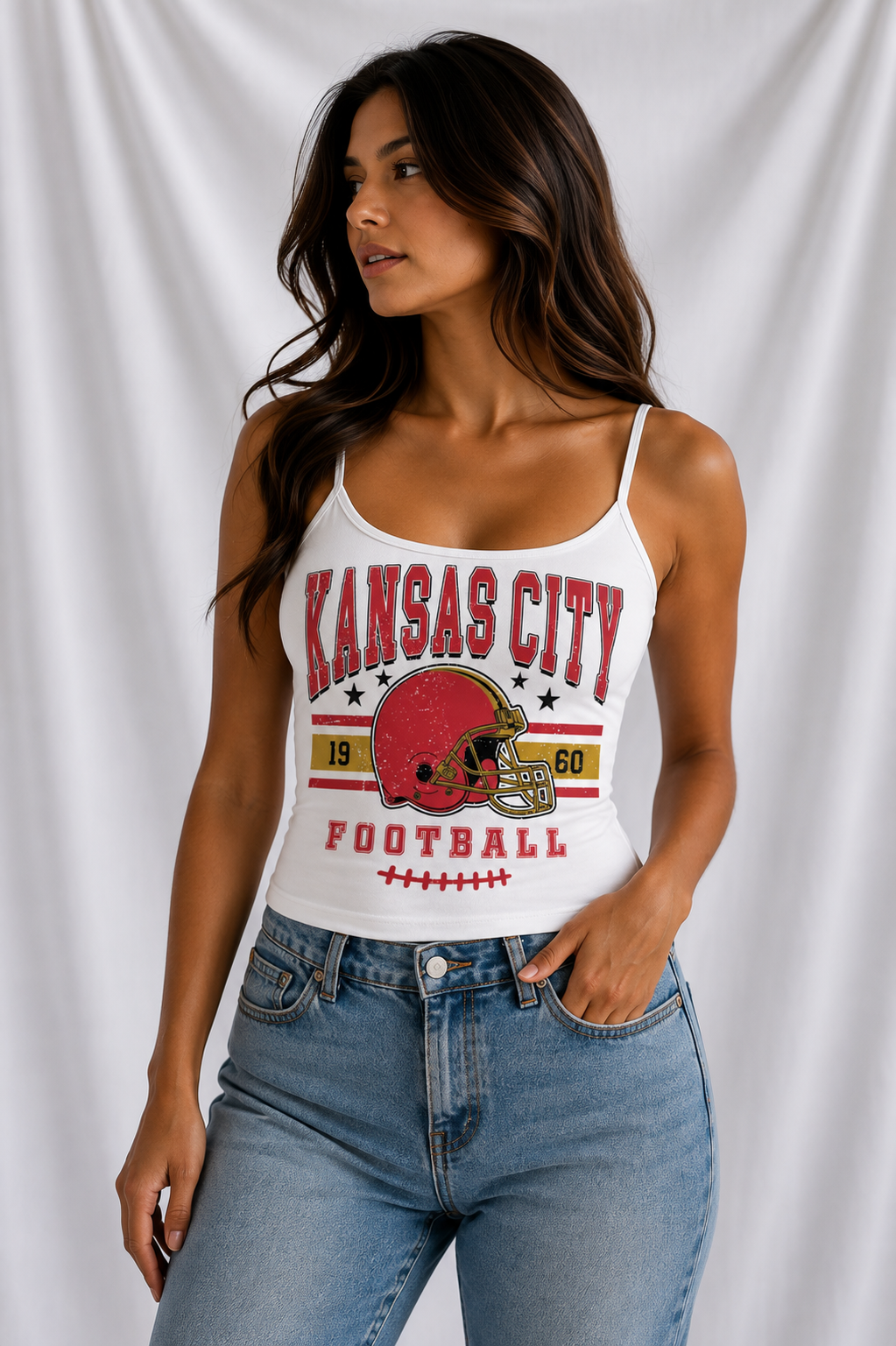 Kansas City Low Back Tank Top – Women’s Football Game Day Shirt, Backless Tailgate Top