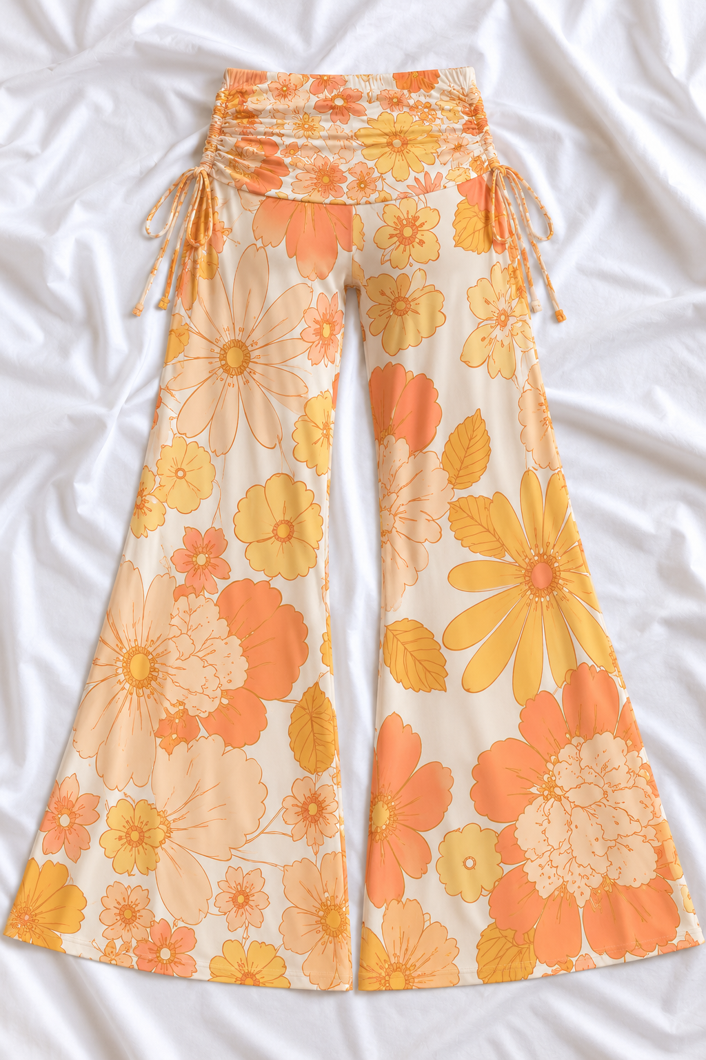 Vintage Floral Wide Leg Pants | Women's Retro Boho Lounge Pants