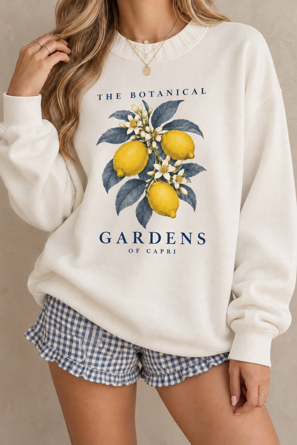 Botanical Gardens of Capri Oversized Sweatshirt – Vintage Italian Lemon Graphic Crewneck