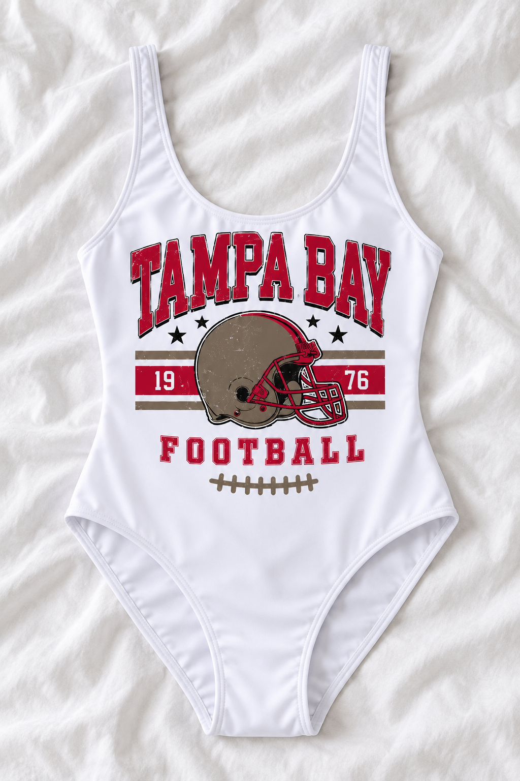 Tampa Bay Football One-Piece Swimsuit – Women’s Game Day Swimwear