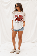 Just a Girl Who Loves Football Lace Jersey Tee | Women's Oversized Game Day Shirt