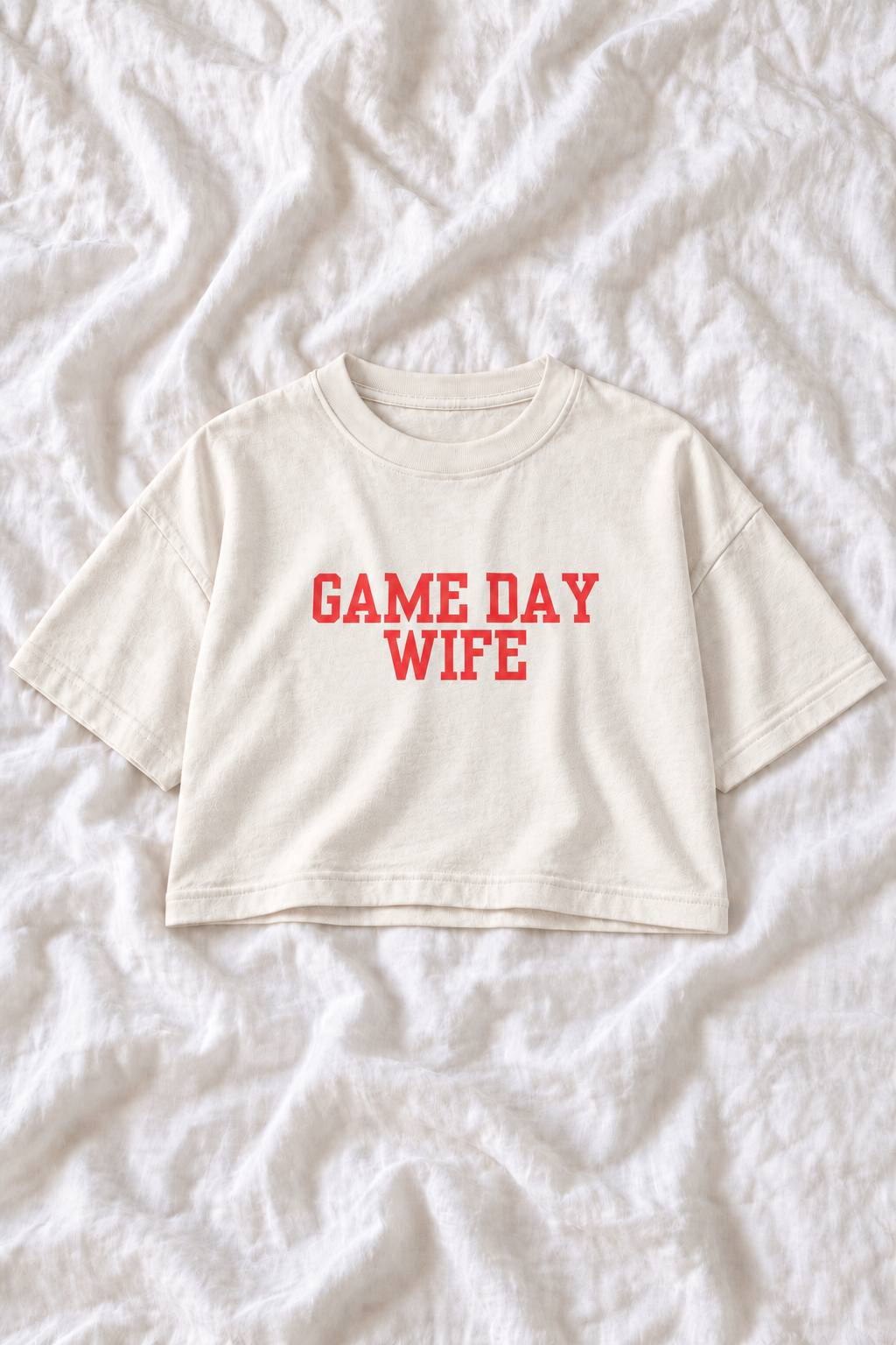 Game Day Wife Oversized Cropped Graphic Tee – Women’s Football T-Shirt