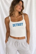Detroit Football Double-Strap Sports Bra Crop Tank – Women’s Game Day Top