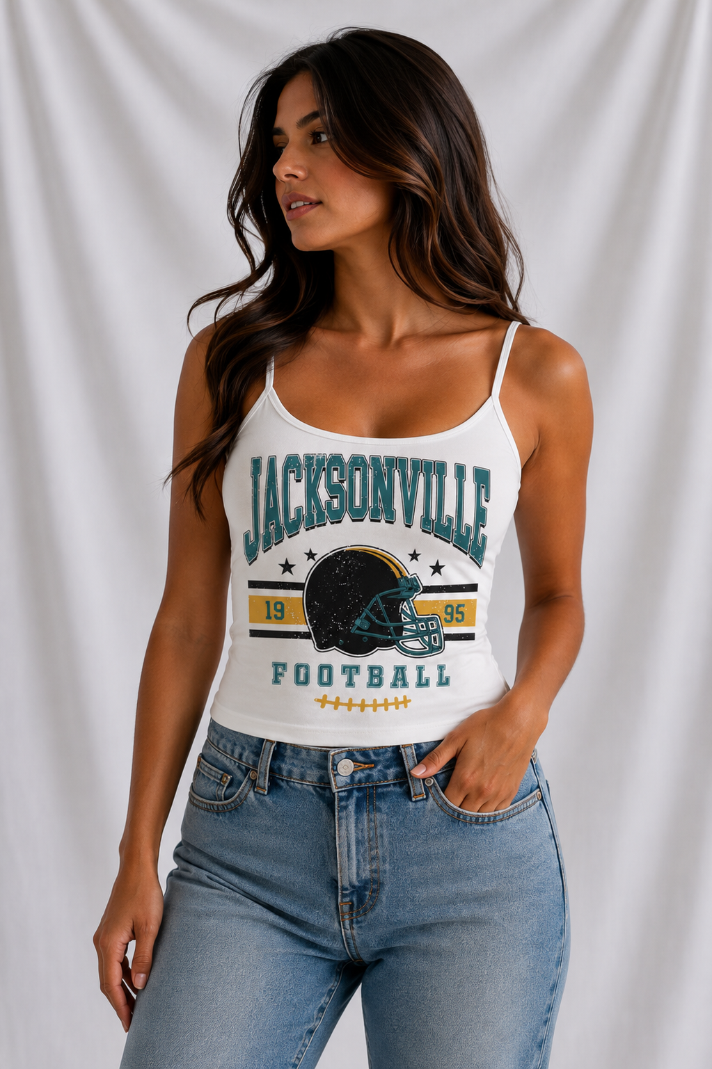 Jacksonville Low Back Tank Top – Women’s Football Game Day Shirt, Backless Tailgate Top